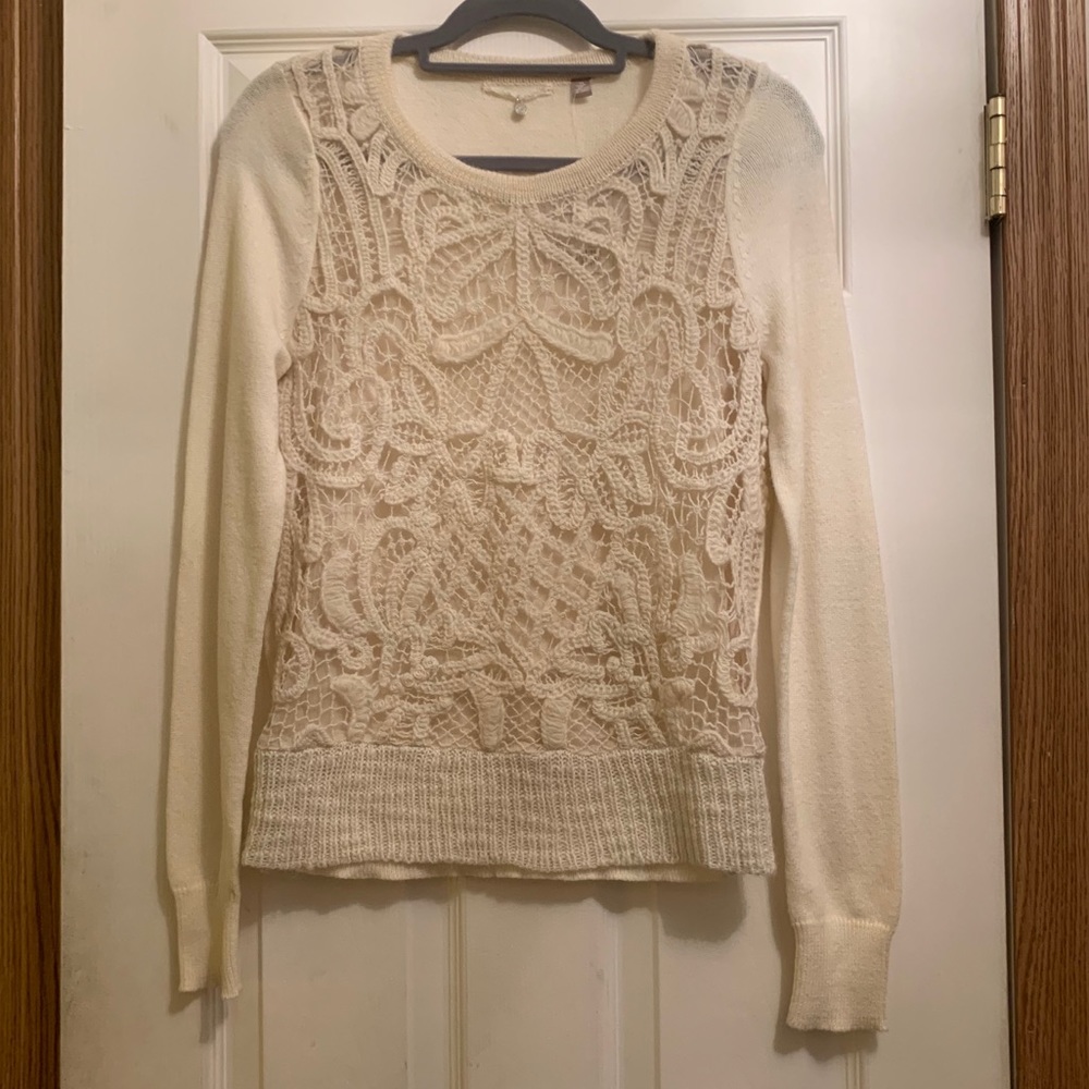 NWT ivory Anthropologie long sleeve lace sweater